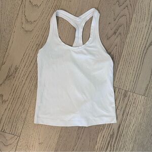 White Lululemon racer back tank top.